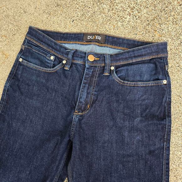 Vtg Y2k DU/ER L2X Slim Fit Leather Patch Dark Wash Denim Jeans Tagged 32 x 30 - Picture 2 of 7